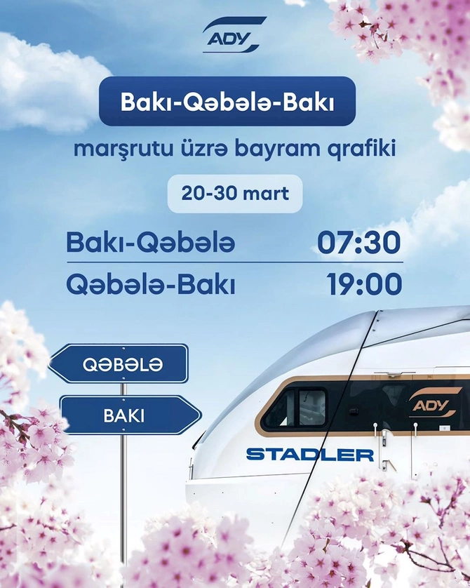 ADY bayram günlərində müxtəlif istiqamətlər üzrə əlavə qatar reysləri təyin edir