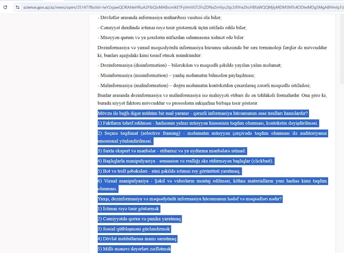 AMEA-nın rəsmi saytında paylaşılan alimin yazısı “ChatGPT” məhsulu çıxdı — FOTOLAR