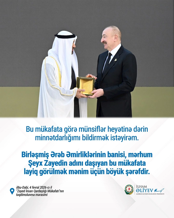 Prezident mükafata görə belə təşəkkür etdi — FOTO
