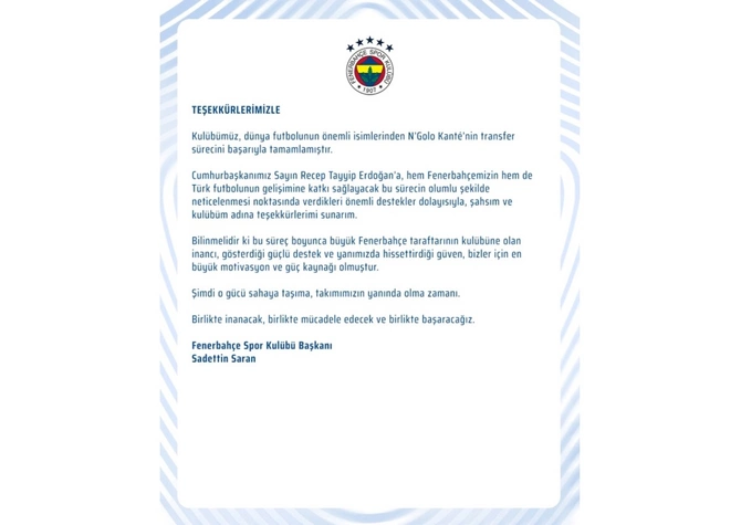 Fənərbağça bu transferə görə Ərdoğana təşəkkür etdi — FOTO