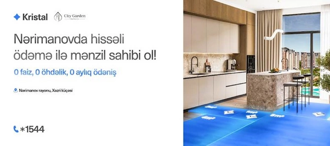 Nərimanovda 57 m²-dən başlayan mənzillərə 36 ayadək faizsiz, daxili kreditlə sahib olun — Kristal! Nərimanovda 57 m²-dən başlayan mənzillərə 36 ayadək faizsiz, daxili kreditlə sahib olun — Kristal!