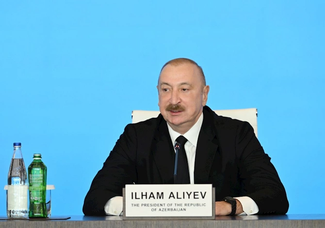 Prezident İlham Əliyev XIII Qlobal Bakı Forumunun açılış mərasimində çıxış etdi — FOTOLAR (YENİLƏNİB)