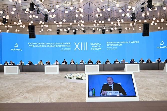 Prezident İlham Əliyev XIII Qlobal Bakı Forumunun açılış mərasimində çıxış etdi — FOTOLAR (YENİLƏNİB)