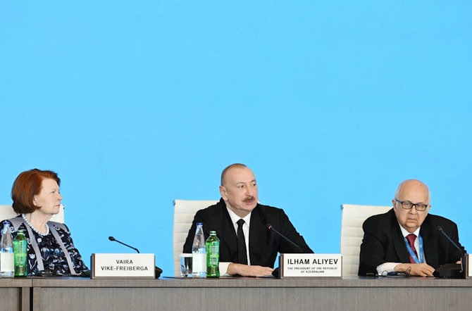 Prezident İlham Əliyev XIII Qlobal Bakı Forumunun açılış mərasimində çıxış etdi — FOTOLAR (YENİLƏNİB)