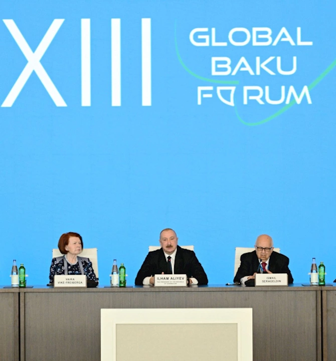 Prezident İlham Əliyev XIII Qlobal Bakı Forumunun açılış mərasimində çıxış etdi — FOTOLAR (YENİLƏNİB)