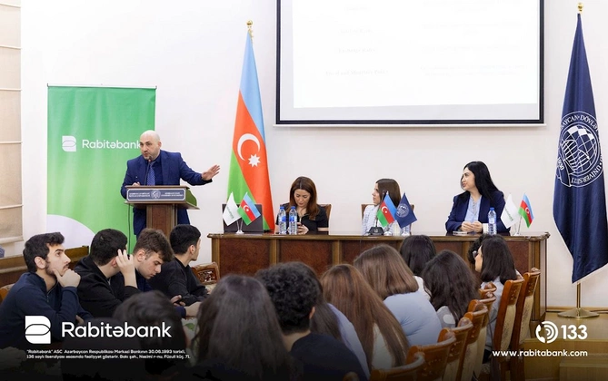 Rabitəbank Qlobal Pul Həftəsi 2026 çərçivəsində tələbələr üçün maarifləndirici təşəkküslə çıxış edib — FOTOLAR