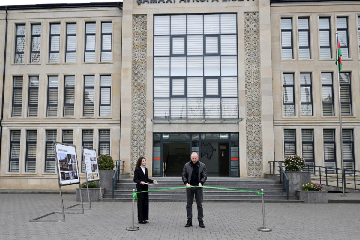 İlham Əliyev Şamaxı Avropa liseyinin yeni binasının açılışında iştirak etdi — FOTOLAR