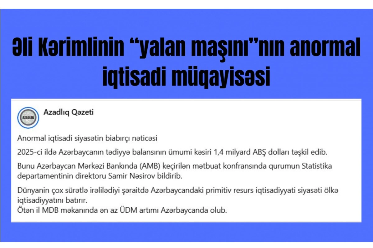 Əli Kərimlinin “yalan maşını”ndan anormal iqtisadi müqayisə