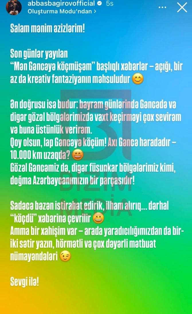 Abbasdan Gəncəyə köçməsi ilə bağlı yayılan xəbərlərə REAKSİYA Abbasdan Gəncəyə köçməsi ilə bağlı yayılan xəbərlərə REAKSİYA