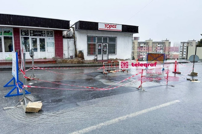 Bakıda yol çökdü — FOTOLAR