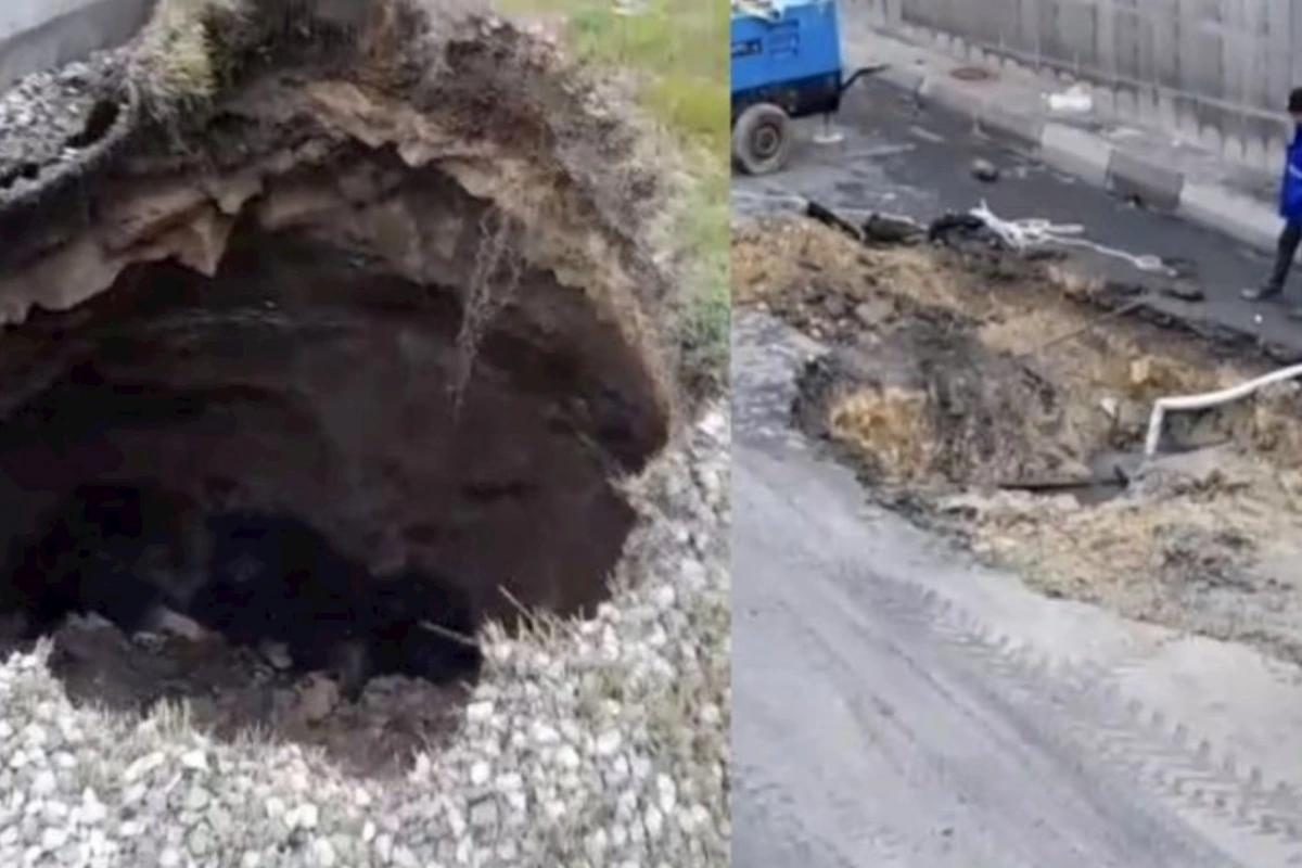Sabunçu tuneli çökür: Dərin çuxurlar yarandı — VİDEO