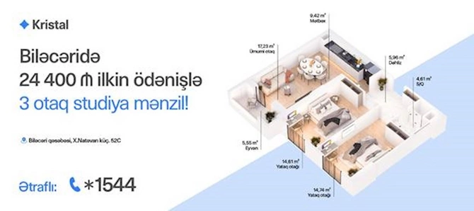 “Biləcəri” layihəsində sərfəli qiymətə tam təmirli mənzillər — “Kristal!”