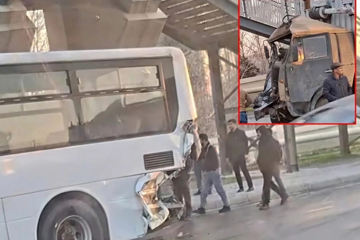 “KamAZ” 114 nömrəli avtobusa çırpıldı — Ağır qəza