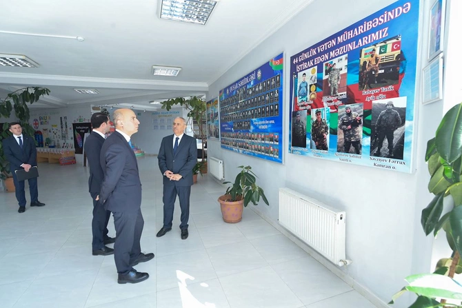 Emin Əmrullayev Qusarda məktəbdə tədris prosesi ilə tanış olub — FOTOLAR