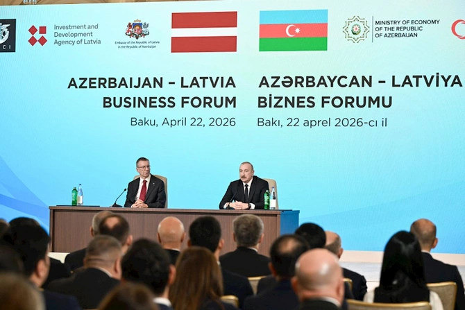 İlham Əliyev və Edqars Rinkeviçsin iştirakı ilə Azərbaycan-Latviya biznes-forumu keçirilib — FOTOLAR (YENİLƏNİB)