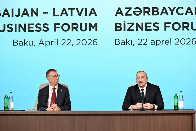 İlham Əliyev və Edqars Rinkeviçsin iştirakı ilə Azərbaycan-Latviya biznes-forumu keçirilib — FOTOLAR (YENİLƏNİB)