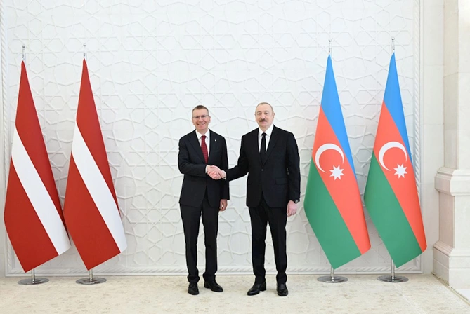 Latviya Prezidentinin rəsmi qarşılanma mərasimi — FOTOLAR