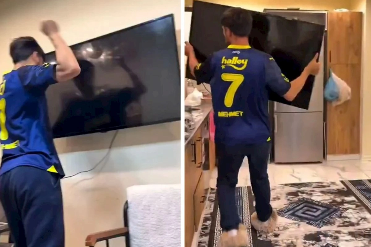 Komandasının oyununa əsəbləşib TV-ni pəncərədən atdı