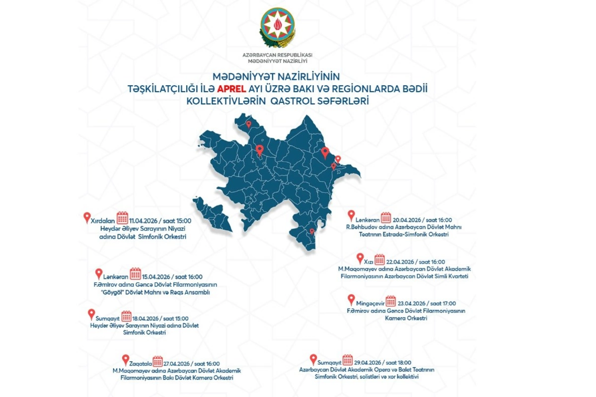 Mədəniyyət Nazirliyi regionlarda mədəni qastrol proqramını açıqladı