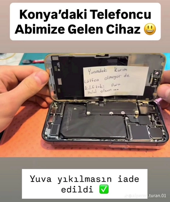 Yanımdakı arvadımdır, xahiş edirəm... — Telefonu sökən usta təəccüb içində (FOTO)