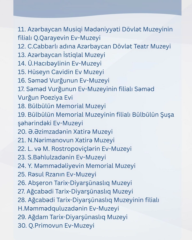 Mayın 18-i muzeylərdə Açıq qapı günü olacaq Mayın 18-i muzeylərdə Açıq qapı günü olacaq