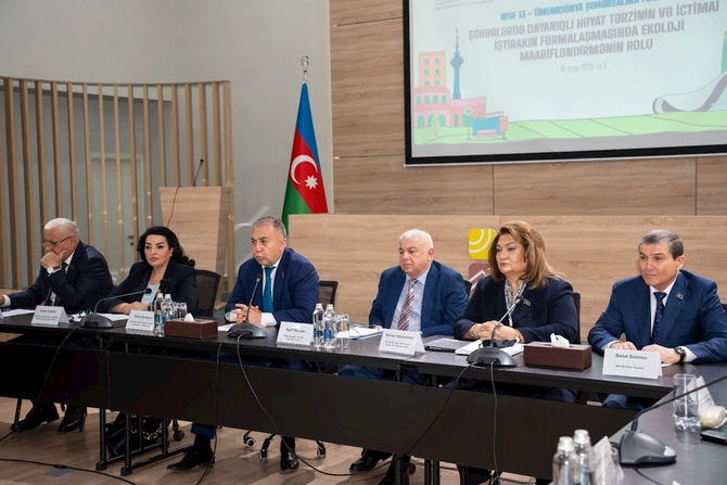 “Şəhərlərdə dayanıqlı həyat tərzinin və ictimai iştirakın formalaşmasında ekoloji maarifləndirmənin rolu” mövzusu müzakirə olundu — FOTOLAR