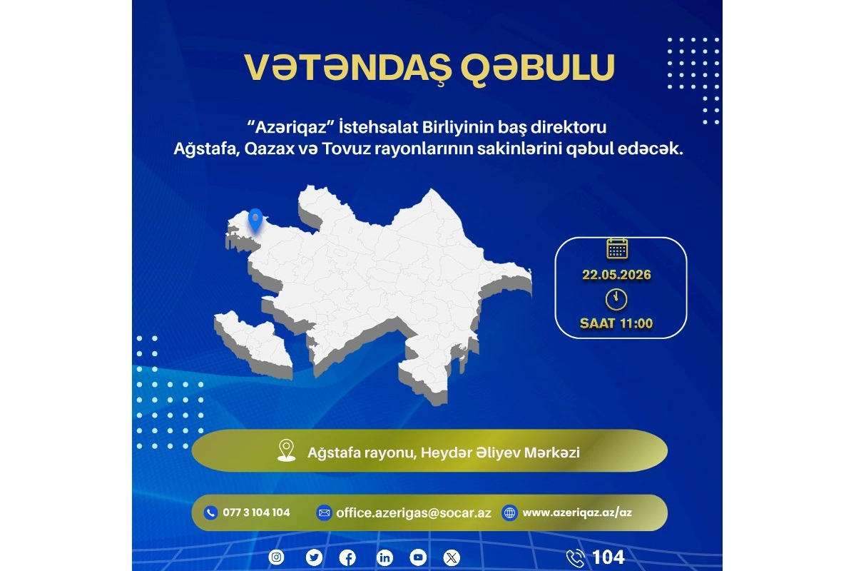 Azəriqaz rəhbərliyinin növbəti vətəndaş qəbulu Ağstafada keçiriləcək