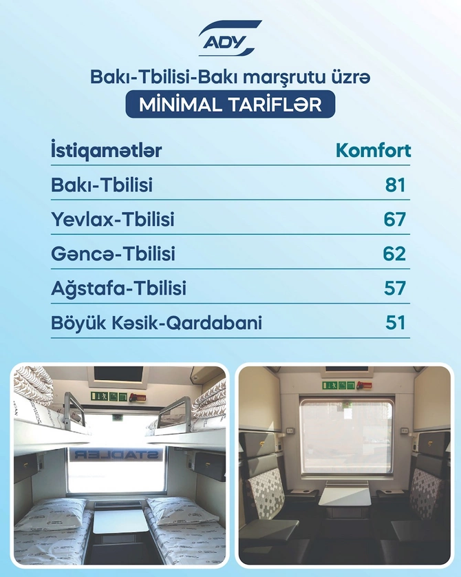 Bakı–Tbilisi–Bakı marşrutunda siniflər üzrə gediş haqqı açıqlandı — FOTOLAR