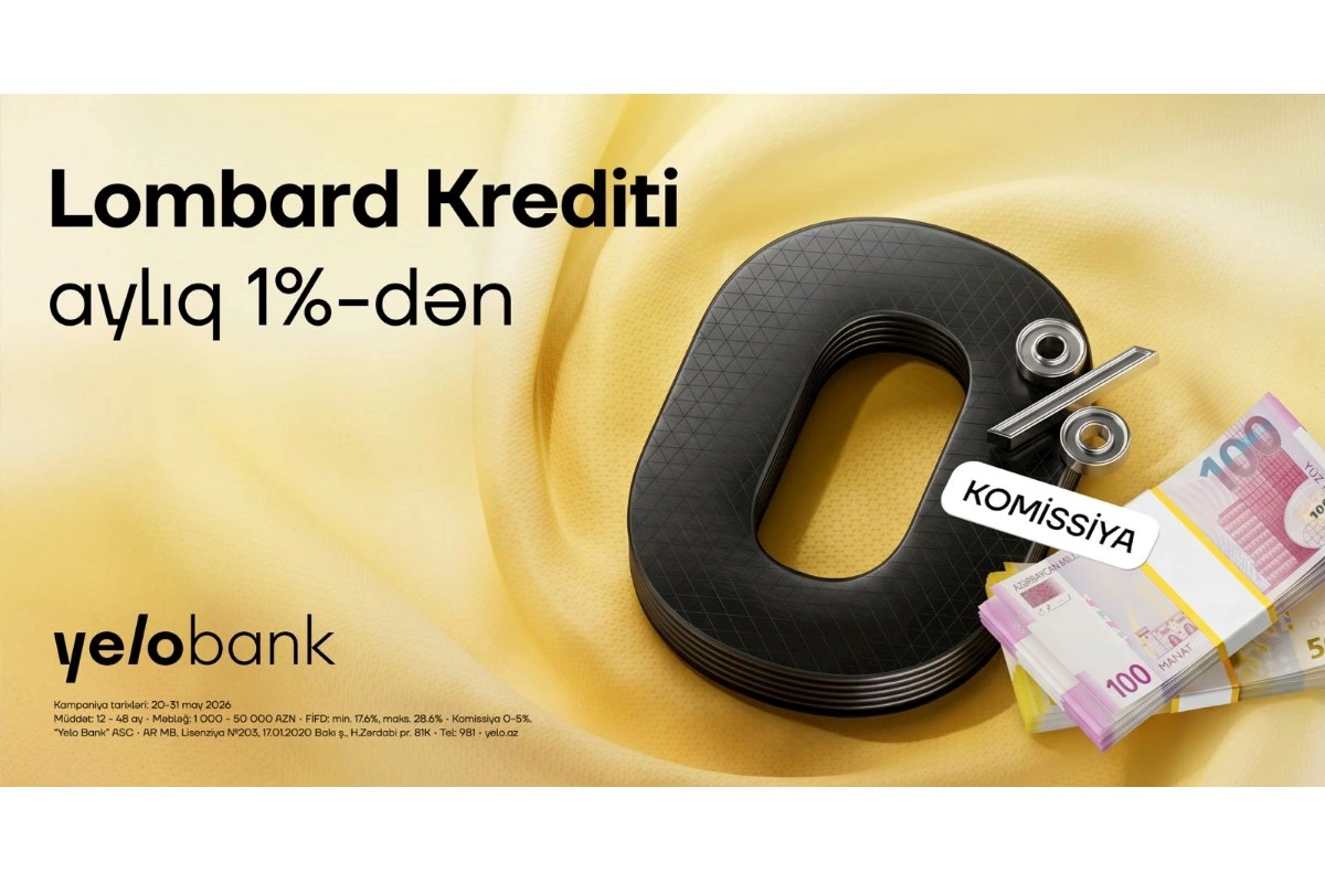 Yelo Bank-dan 0% komissiya ilə qızıl təminatlı kredit!