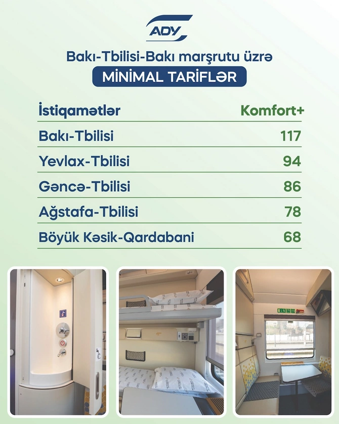 Bakı–Tbilisi–Bakı marşrutunda siniflər üzrə gediş haqqı açıqlandı — FOTOLAR