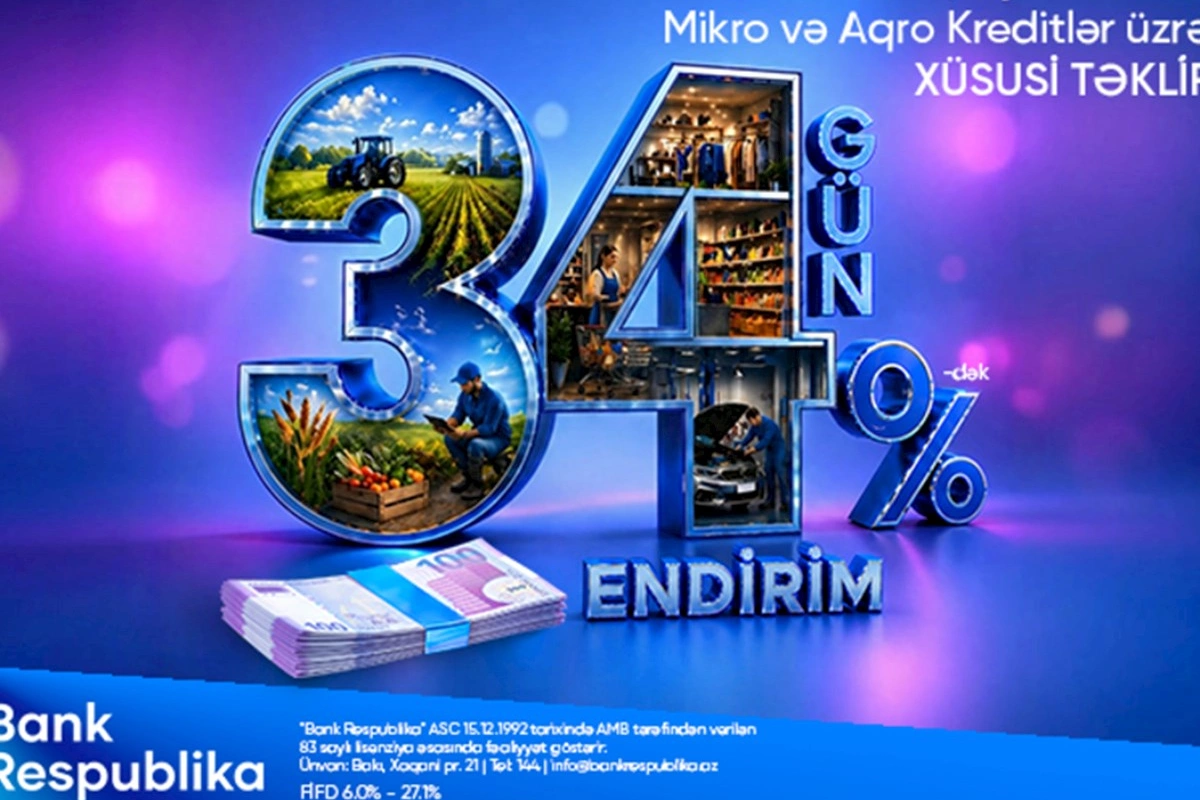 “Bank Respublika” sahibkarlara “34 gün-34% endirim” kampaniyasına start verdi