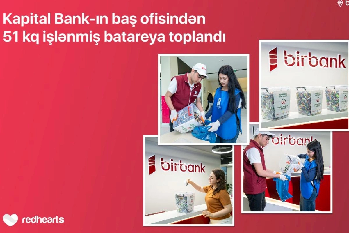 Kapital Bank-ın baş ofisindən 51 kq işlənmiş batareya toplandı