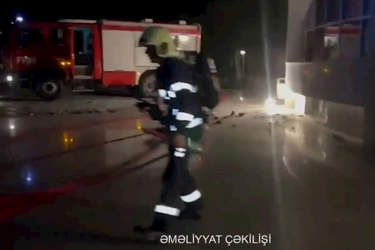 Mingəçevirdə hoteldə yanğın oldu — VİDEO