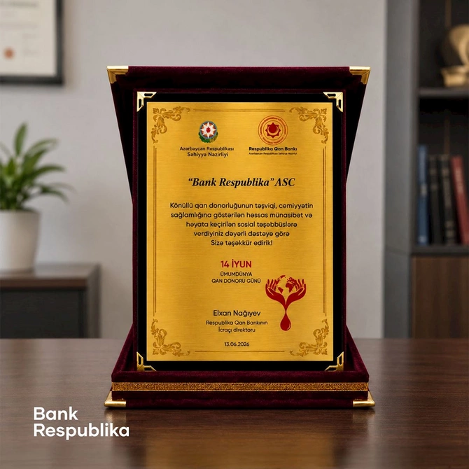 Bank Respublika qan donorluğuna dəstəyə görə təltif olundu — FOTOLAR