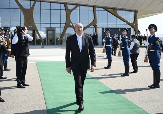 Prezident Sərdar Berdiməhəmmədovu Füzulidə qarşıladı — FOTOLAR