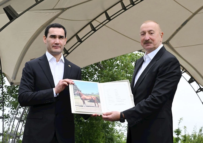Türkmənistan Prezidentinə Qarabağ atı hədiyyə edilib — FOTOLAR Türkmənistan Prezidentinə Qarabağ atı hədiyyə edilib — FOTOLAR