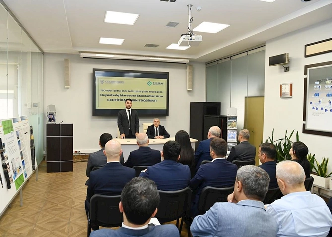 “Azərişıq” ASC-yə ISO beynəlxalq standartları üzrə sertifikatlar təqdim olunub — FOTOLAR