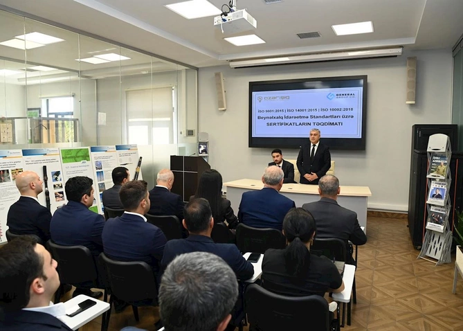 “Azərişıq” ASC-yə ISO beynəlxalq standartları üzrə sertifikatlar təqdim olunub — FOTOLAR