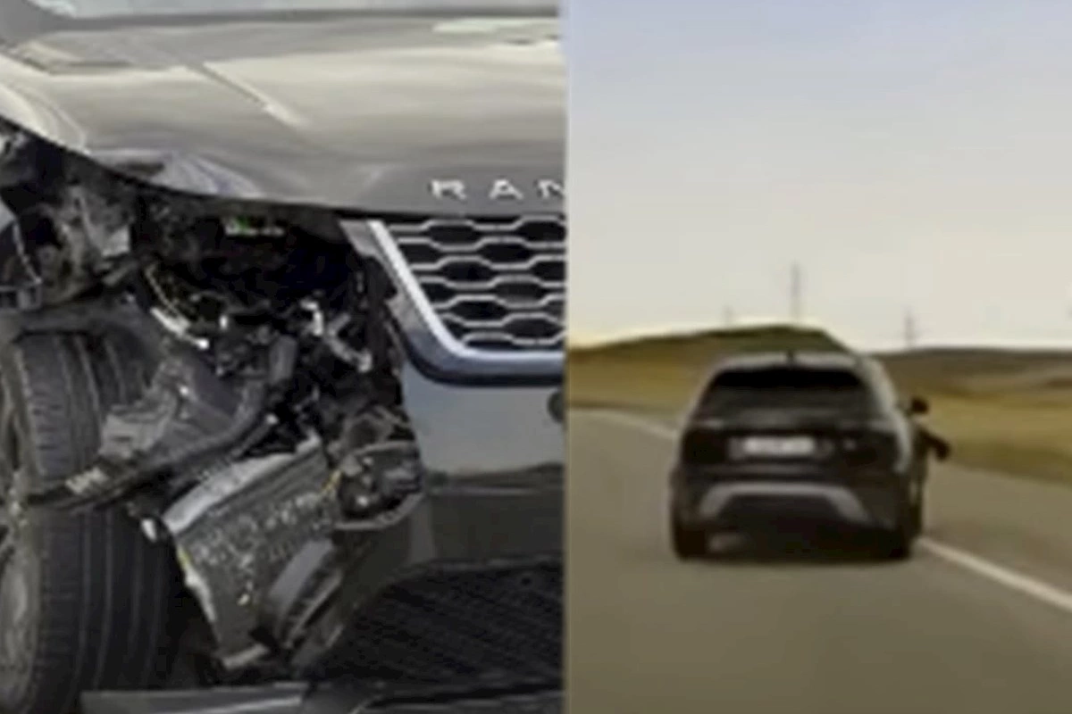 Maşının təkəri çıxıb arxadan gələn “Range Rover”ə çırpıldı — VİDEO