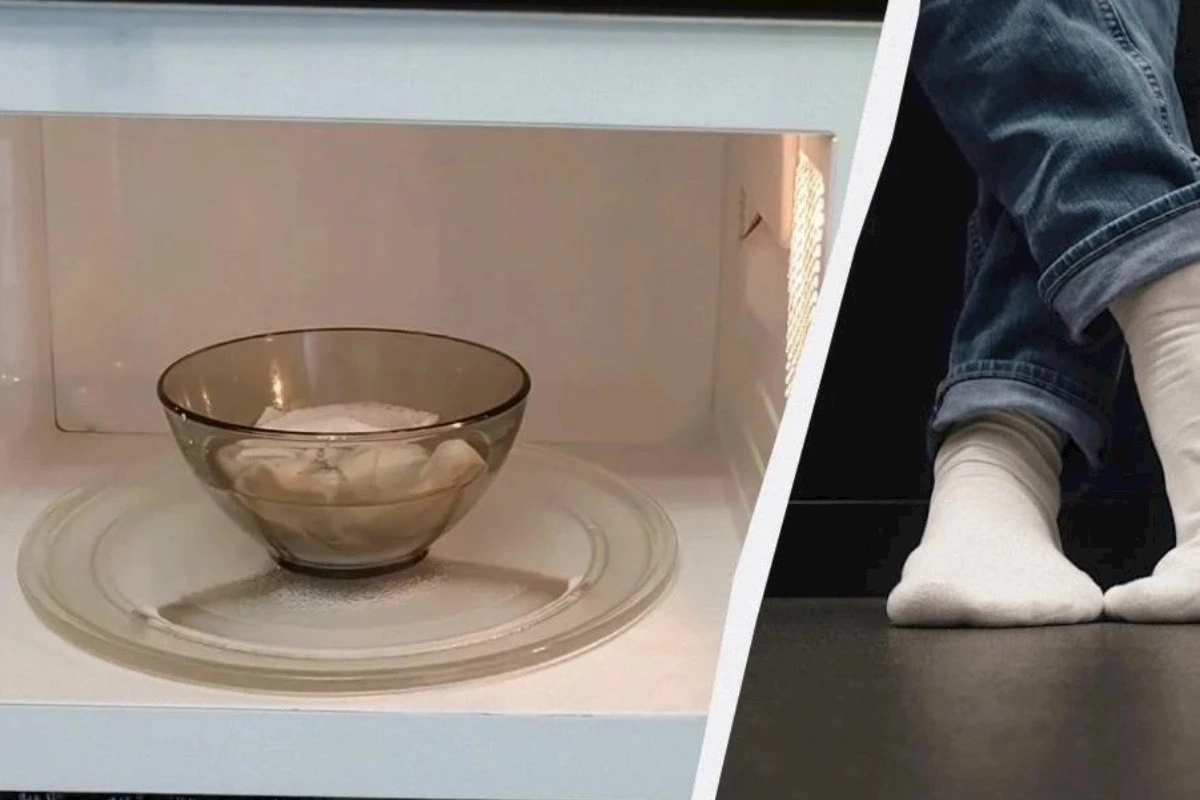 Köhnə ağ corabları necə təmizləmək olar? — Soda və mikrodalğalı soba...