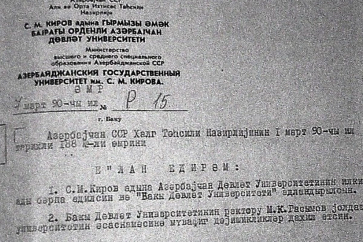 Tarixçilər BDU-nun tarixi ilə bağlı mühüm sənəd paylaşdılar