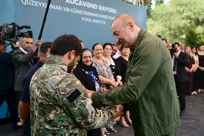 Prezident Xocavəndin Quzeyxırman kəndində olub — FOTOLAR Prezident Xocavəndin Quzeyxırman kəndində olub — FOTOLAR