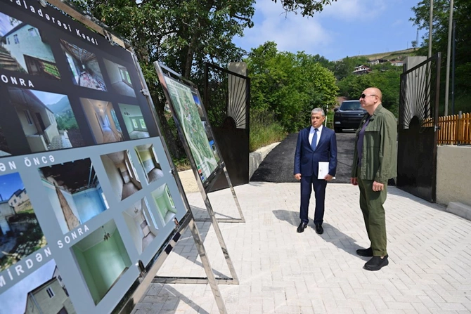 Prezident Şuşanın Kiçik Qaladərəsi kəndində sakinlərlə görüşüb — FOTOLAR