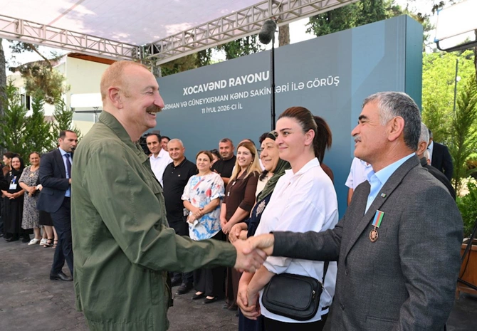 Prezident Xocavəndin Quzeyxırman kəndində olub — FOTOLAR Prezident Xocavəndin Quzeyxırman kəndində olub — FOTOLAR