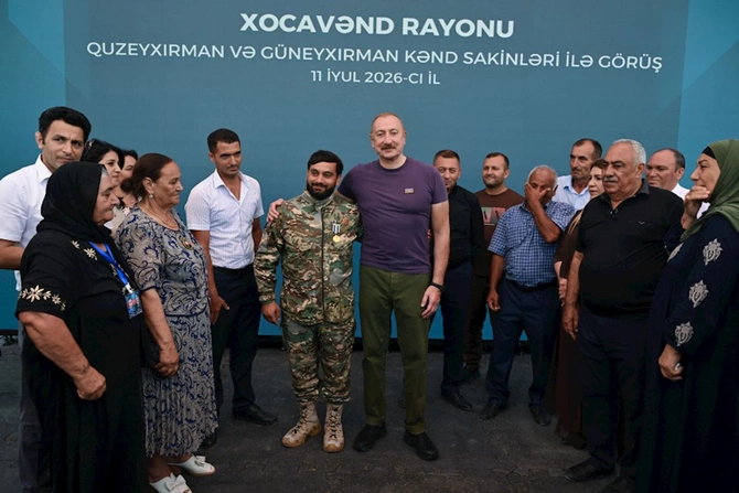 Prezident Xocavəndin Quzeyxırman kəndində olub — FOTOLAR Prezident Xocavəndin Quzeyxırman kəndində olub — FOTOLAR