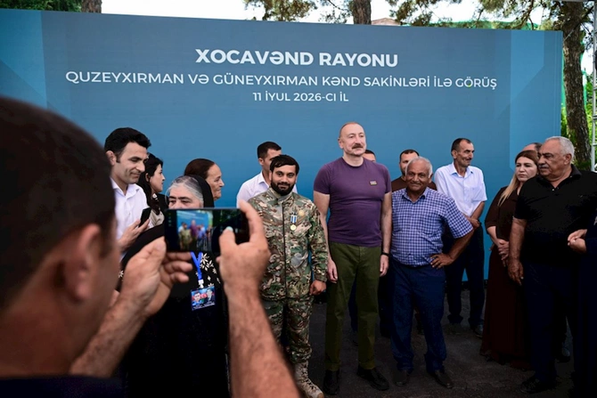 Prezident Xocavəndin Quzeyxırman kəndində olub — FOTOLAR Prezident Xocavəndin Quzeyxırman kəndində olub — FOTOLAR