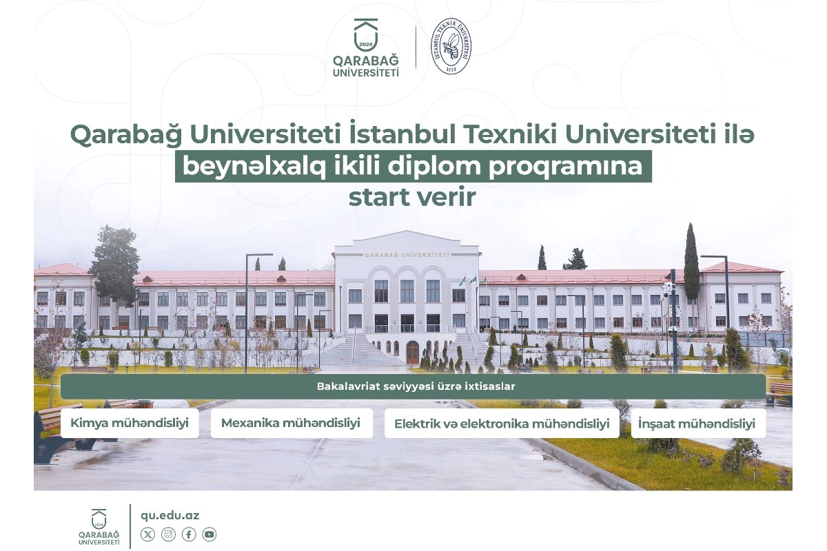 Qarabağ Universiteti İstanbul Texniki Universiteti ilə beynəlxalq ikili diplom proqramına start verir