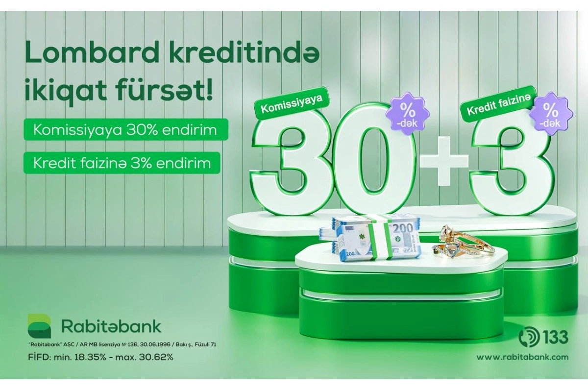 Rabitəbankdan 33 illiyinə özəl 30+3 Lombard kampaniyası