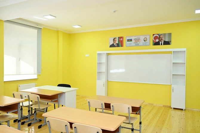 Leyla Əliyeva Yevlaxda məktəb binasının açılışında — FOTOLAR
