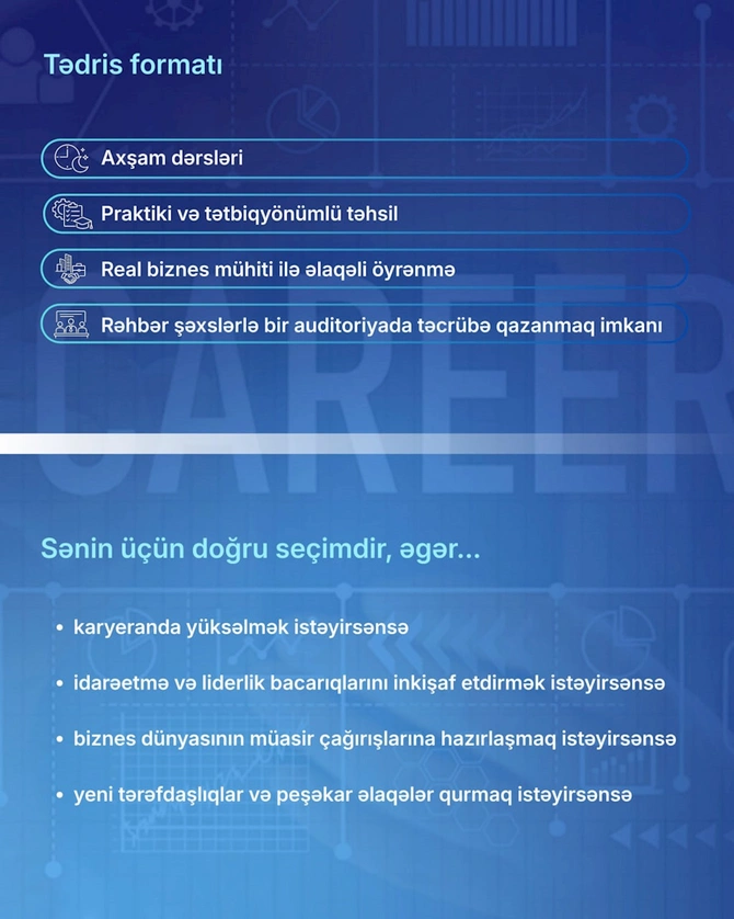 Gələcəyin rəhbərləri üçün ideal seçim — ADNSU Biznes Məktəbinin MBA proqramının üstünlükləri (FOTOLAR)